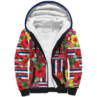 Hawaii Hibiscus Lei Sherpa Hoodie Hawaiian Flag Motif