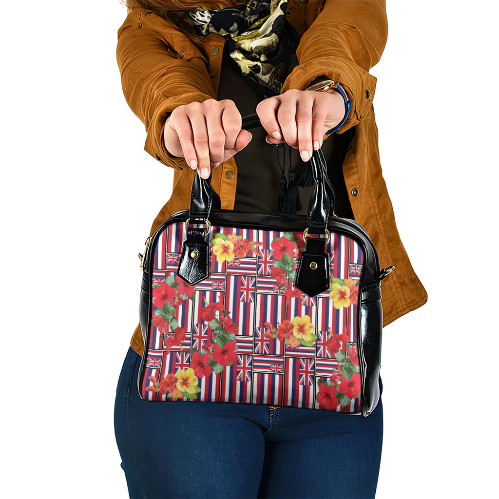 Hawaii Hibiscus Lei Shoulder Handbag Hawaiian Flag Motif