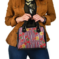 Hawaii Hibiscus Lei Shoulder Handbag Hawaiian Flag Motif