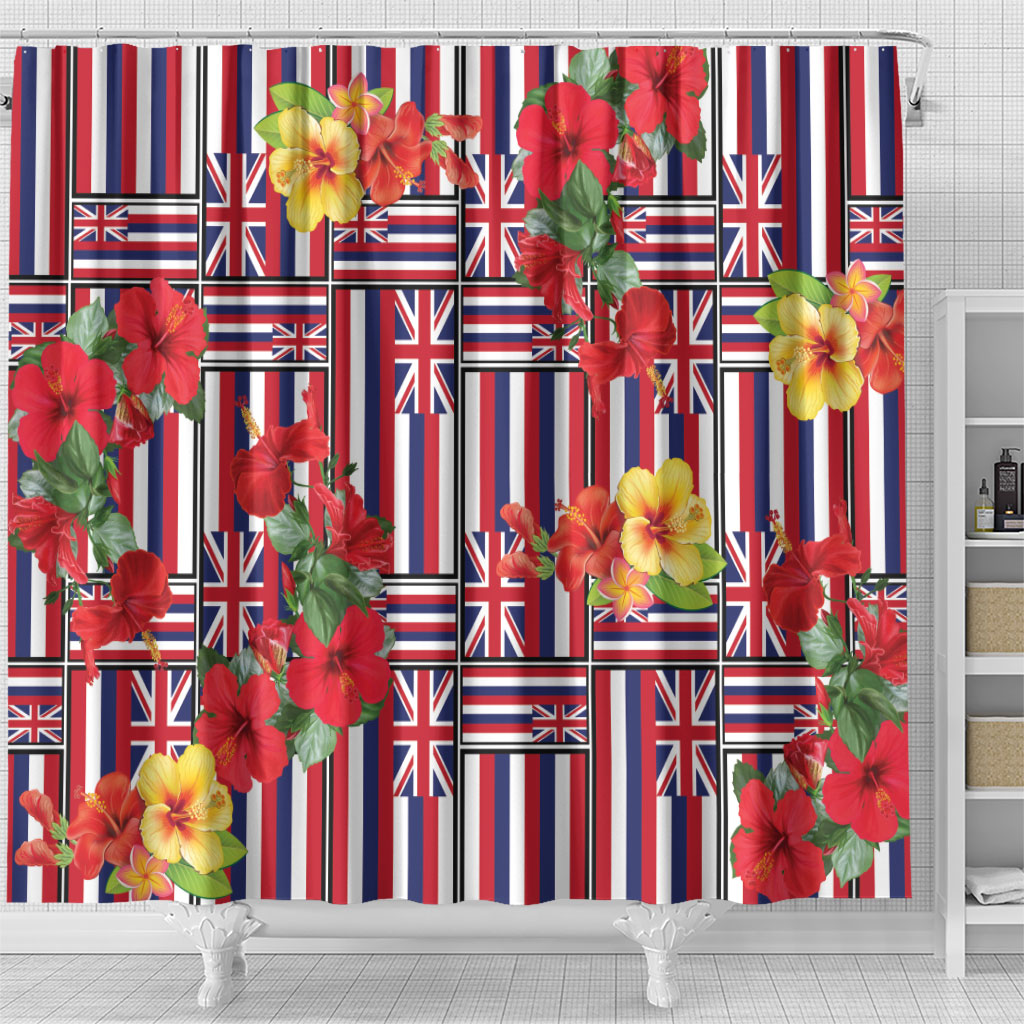 Hawaii Hibiscus Lei Shower Curtain Hawaiian Flag Motif
