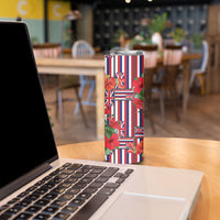 Hawaii Hibiscus Lei Skinny Tumbler Hawaiian Flag Motif