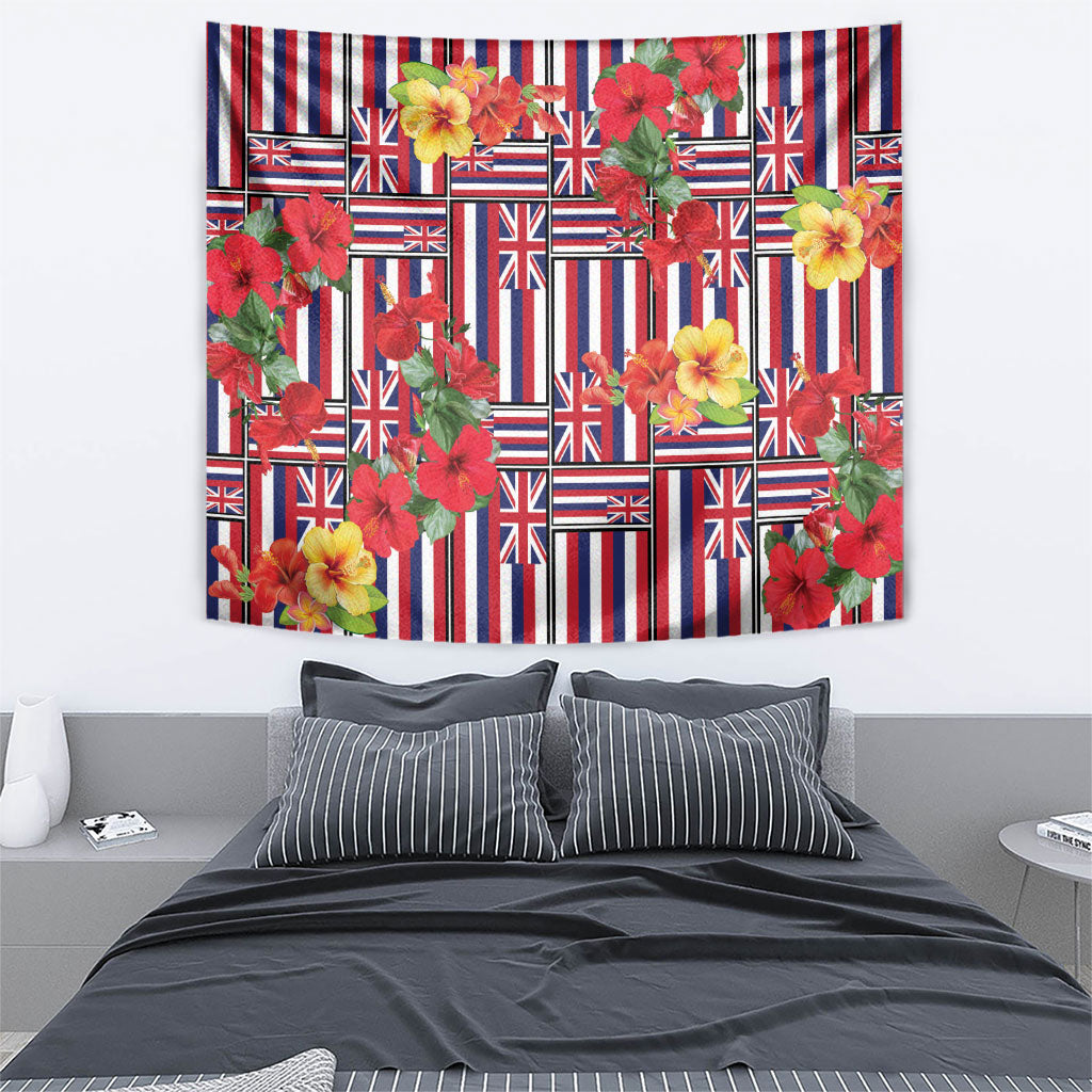 Hawaii Hibiscus Lei Tapestry Hawaiian Flag Motif
