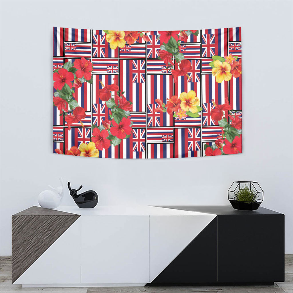 Hawaii Hibiscus Lei Tapestry Hawaiian Flag Motif
