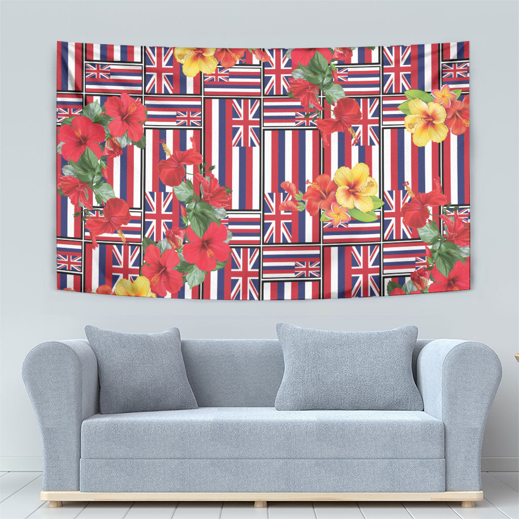 Hawaii Hibiscus Lei Tapestry Hawaiian Flag Motif