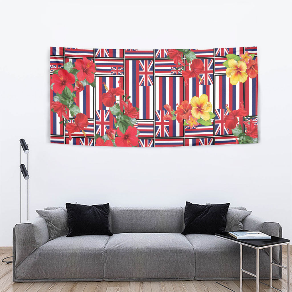 Hawaii Hibiscus Lei Tapestry Hawaiian Flag Motif