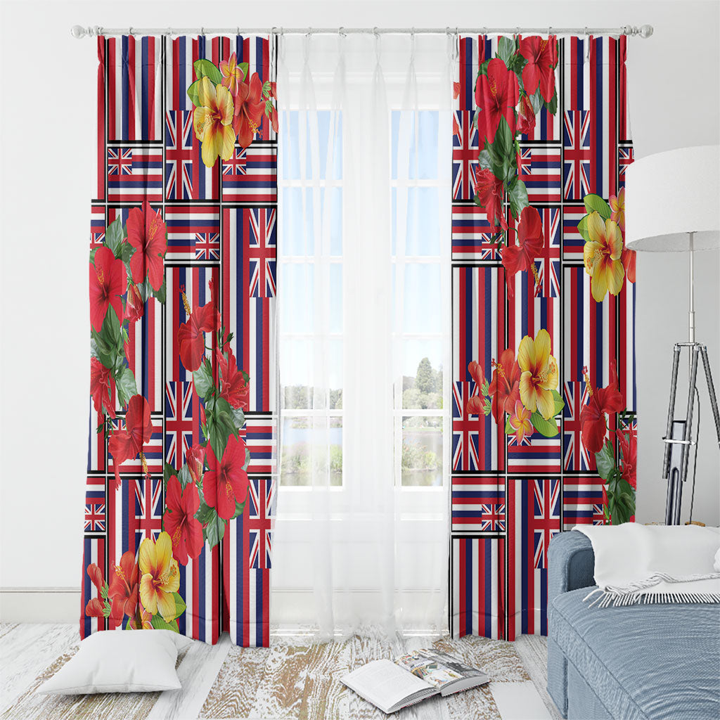Hawaii Hibiscus Lei Window Curtain Hawaiian Flag Motif