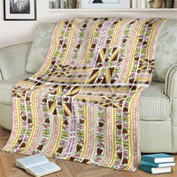 Hawaii Lokelani Pikake Lei Blanket Hawaiian Flag Motif