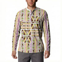 Hawaii Lokelani Pikake Lei Button Sweatshirt Hawaiian Flag Motif