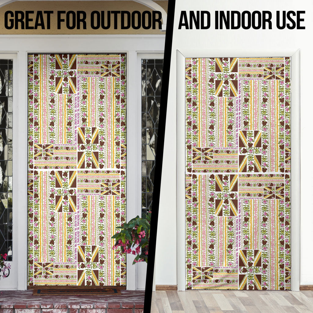 Hawaii Lokelani Pikake Lei Door Cover Hawaiian Flag Motif