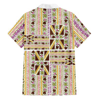 Hawaii Lokelani Pikake Lei Family Matching Off The Shoulder Long Sleeve Dress and Hawaiian Shirt Hawaiian Flag Motif LT9 - Polynesian Pride