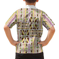 Hawaii Lokelani Pikake Lei Family Matching Off Shoulder Maxi Dress and Hawaiian Shirt Hawaiian Flag Motif LT9 - Polynesian Pride