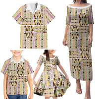 Hawaii Lokelani Pikake Lei Family Matching Puletasi and Hawaiian Shirt Hawaiian Flag Motif LT9 - Polynesian Pride