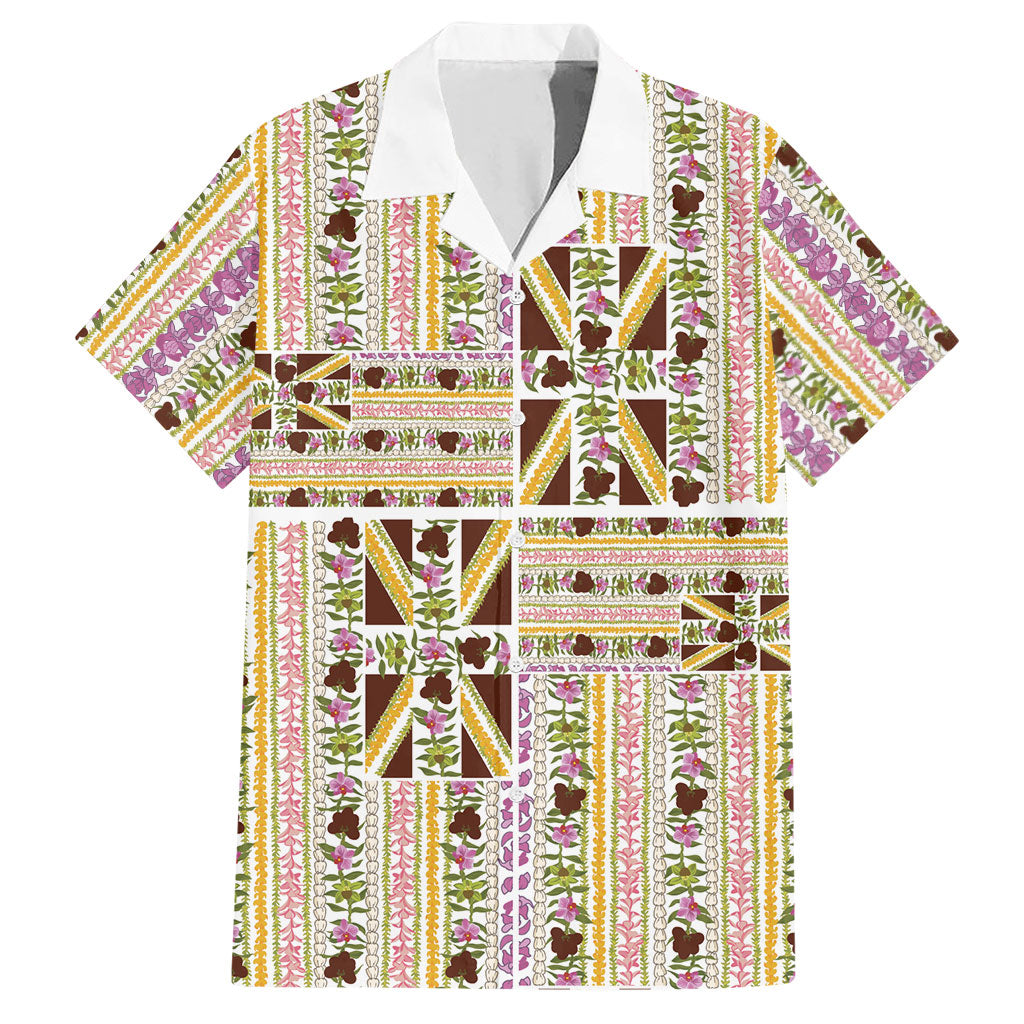 Hawaii Lokelani Pikake Lei Hawaiian Shirt Hawaiian Flag Motif