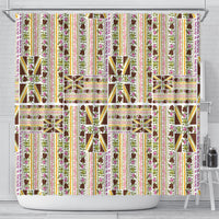 Hawaii Lokelani Pikake Lei Shower Curtain Hawaiian Flag Motif
