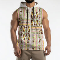 Hawaii Lokelani Pikake Lei Sleeveless Hoodie Hawaiian Flag Motif