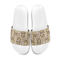 Hawaii Lokelani Pikake Lei Slide Sandals Hawaiian Flag Motif