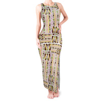 Hawaii Lokelani Pikake Lei Tank Maxi Dress Hawaiian Flag Motif