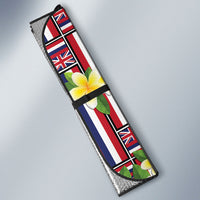 Hawaii Plumeria Lei Auto Sun Shade Hawaiian Flag Motif