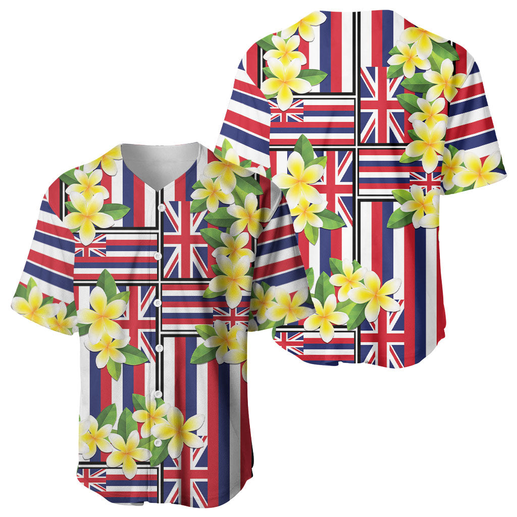 Hawaii Plumeria Lei Baseball Jersey Hawaiian Flag Motif