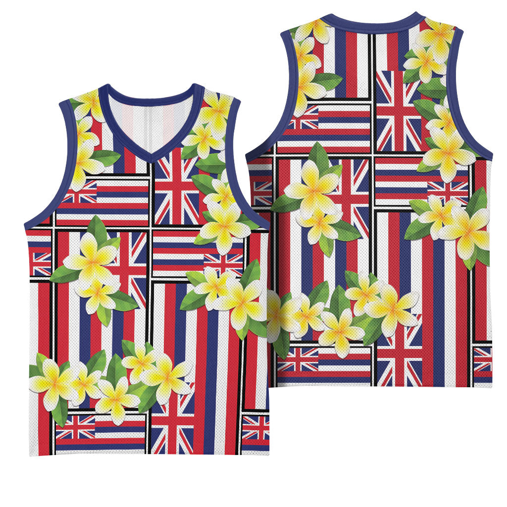 Hawaii Plumeria Lei Basketball Jersey Hawaiian Flag Motif