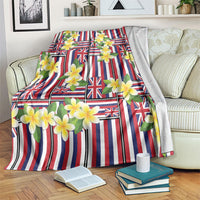 Hawaii Plumeria Lei Blanket Hawaiian Flag Motif