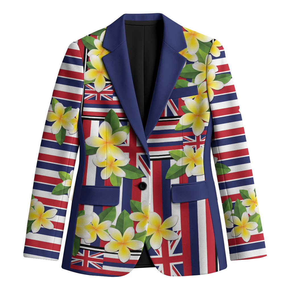 Hawaii Plumeria Lei Blazer Hawaiian Flag Motif