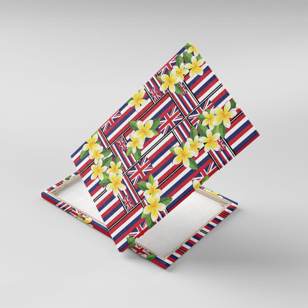 Hawaii Plumeria Lei Canvas Wall Art Hawaiian Flag Motif