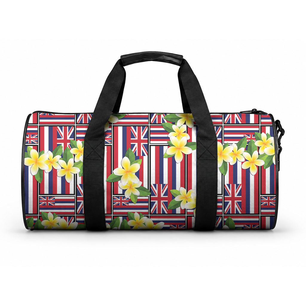 Hawaii Plumeria Lei Duffle Bag Hawaiian Flag Motif LT9 One size Red - Polynesian Pride