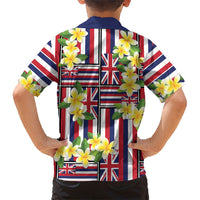 Hawaii Plumeria Lei Family Matching Off Shoulder Short Dress and Hawaiian Shirt Hawaiian Flag Motif LT9 - Polynesian Pride