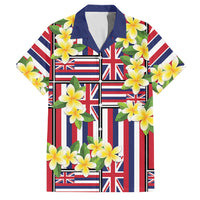 Hawaii Plumeria Lei Family Matching Off Shoulder Short Dress and Hawaiian Shirt Hawaiian Flag Motif LT9 Dad's Shirt - Short Sleeve Red - Polynesian Pride