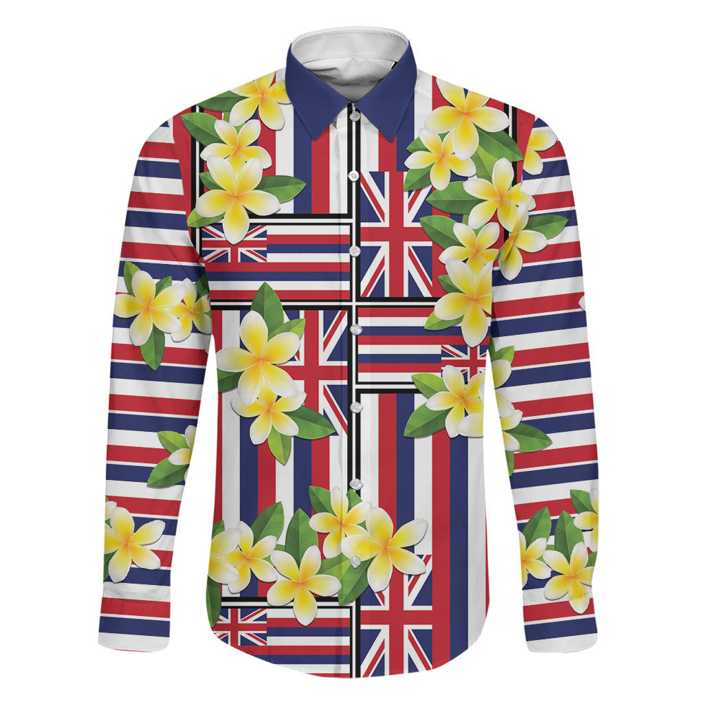 Hawaii Plumeria Lei Family Matching Short Sleeve Bodycon Dress and Hawaiian Shirt Hawaiian Flag Motif LT9 Dad's Shirt - Long Sleeve Red - Polynesian Pride