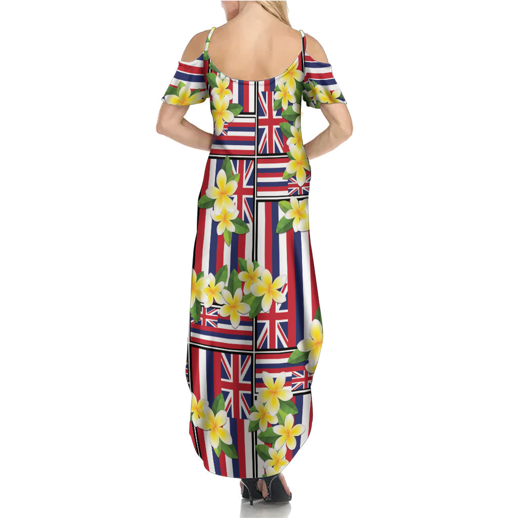 Hawaii Plumeria Lei Family Matching Summer Maxi Dress and Hawaiian Shirt Hawaiian Flag Motif LT9 - Polynesian Pride