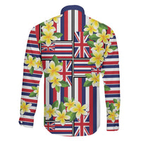 Hawaii Plumeria Lei Family Matching Tank Maxi Dress and Hawaiian Shirt Hawaiian Flag Motif LT9 - Polynesian Pride