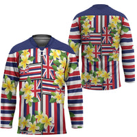 Hawaii Plumeria Lei Hockey Jersey Hawaiian Flag Motif LT9 - Polynesian Pride