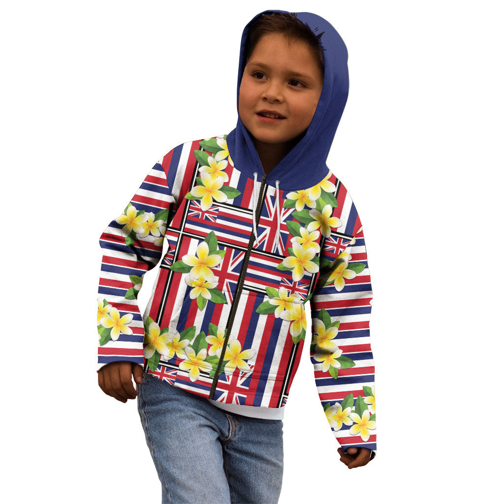 Hawaii Plumeria Lei Kid Hoodie Hawaiian Flag Motif