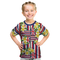 Hawaii Plumeria Lei Kid T Shirt Hawaiian Flag Motif