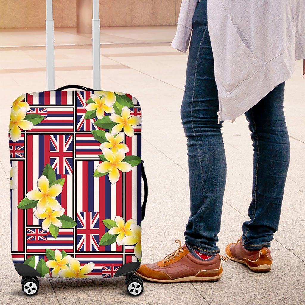 Hawaii Plumeria Lei Luggage Cover Hawaiian Flag Motif