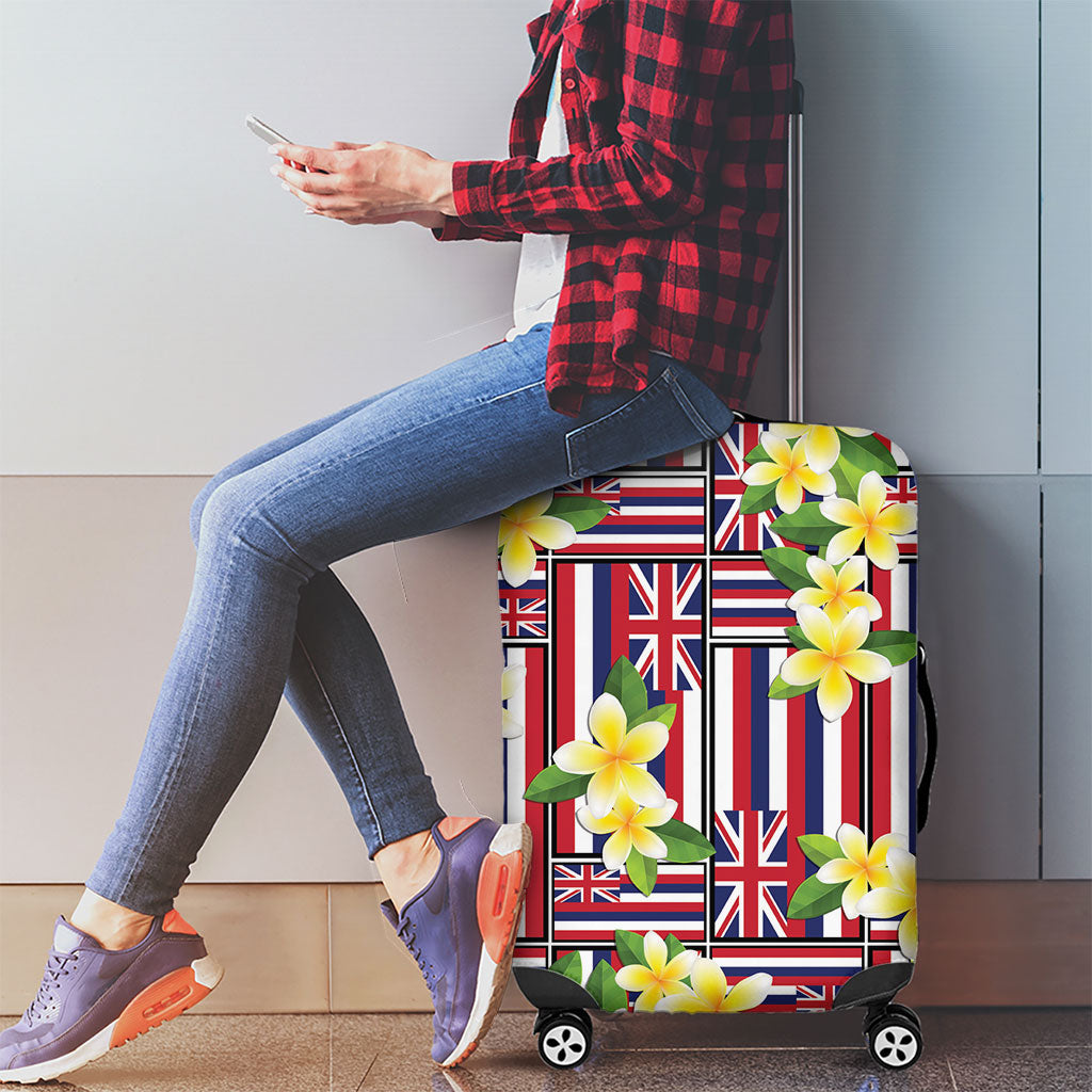 Hawaii Plumeria Lei Luggage Cover Hawaiian Flag Motif