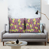 Hawaii Plumeria Lei Pillow Cover Hawaiian Flag Motif