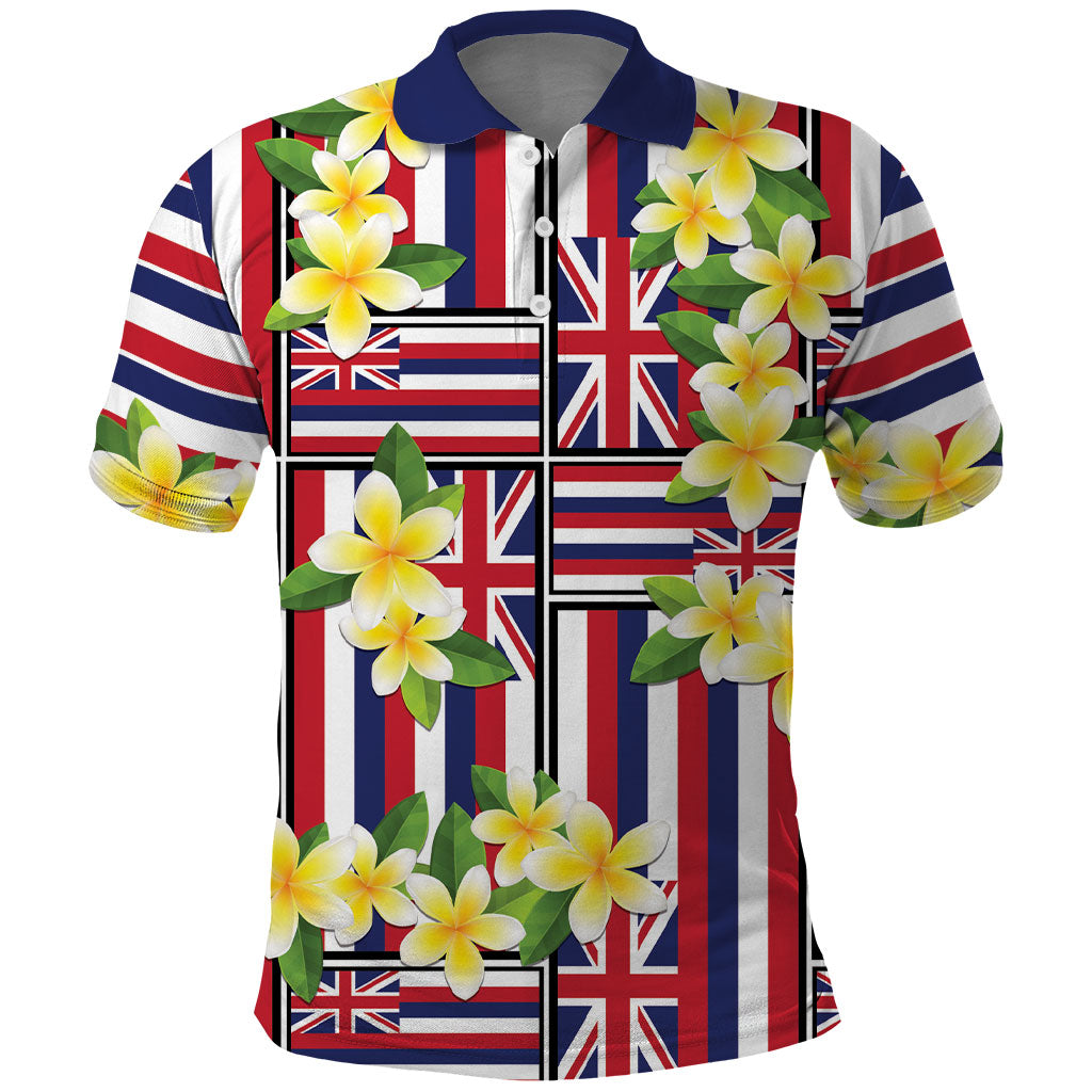 Hawaii Plumeria Lei Polo Shirt Hawaiian Flag Motif