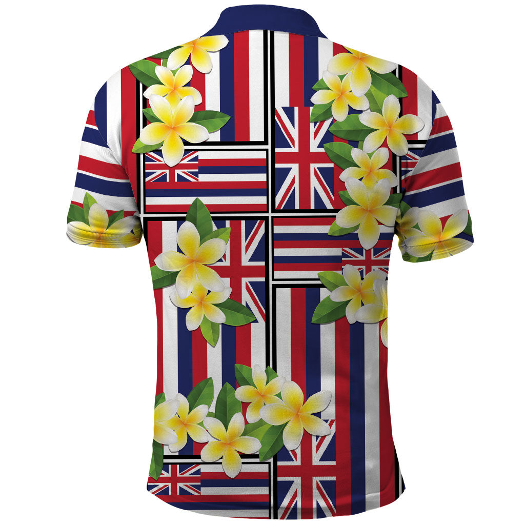 Hawaii Plumeria Lei Polo Shirt Hawaiian Flag Motif