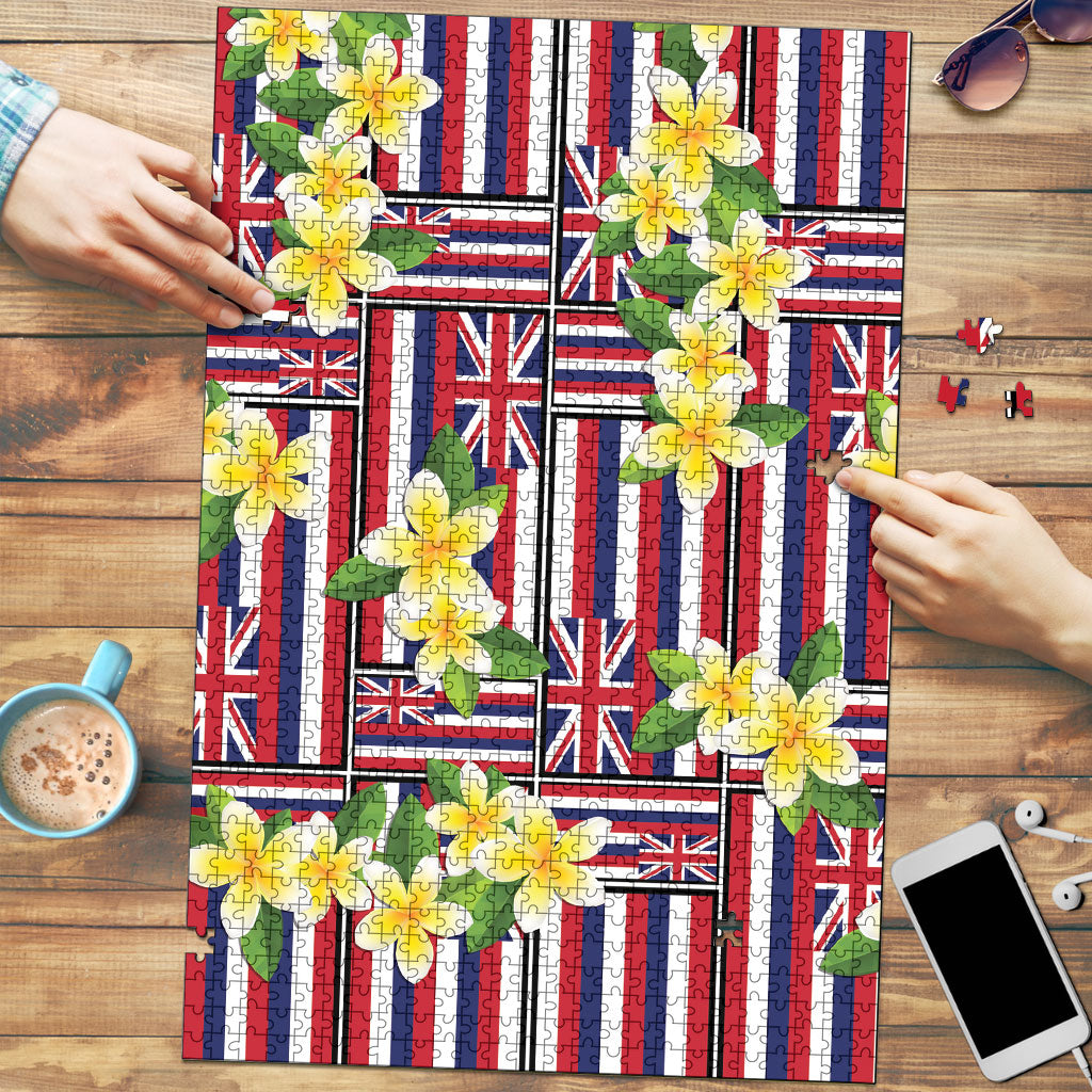 Hawaii Plumeria Lei Puzzle Hawaiian Flag Motif