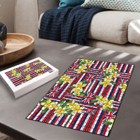 Hawaii Plumeria Lei Puzzle Hawaiian Flag Motif