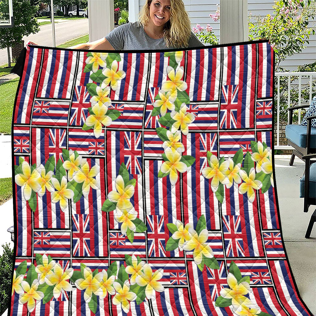 Hawaii Plumeria Lei Quilt Hawaiian Flag Motif
