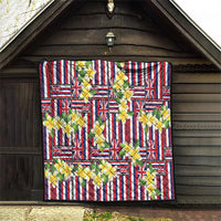 Hawaii Plumeria Lei Quilt Hawaiian Flag Motif
