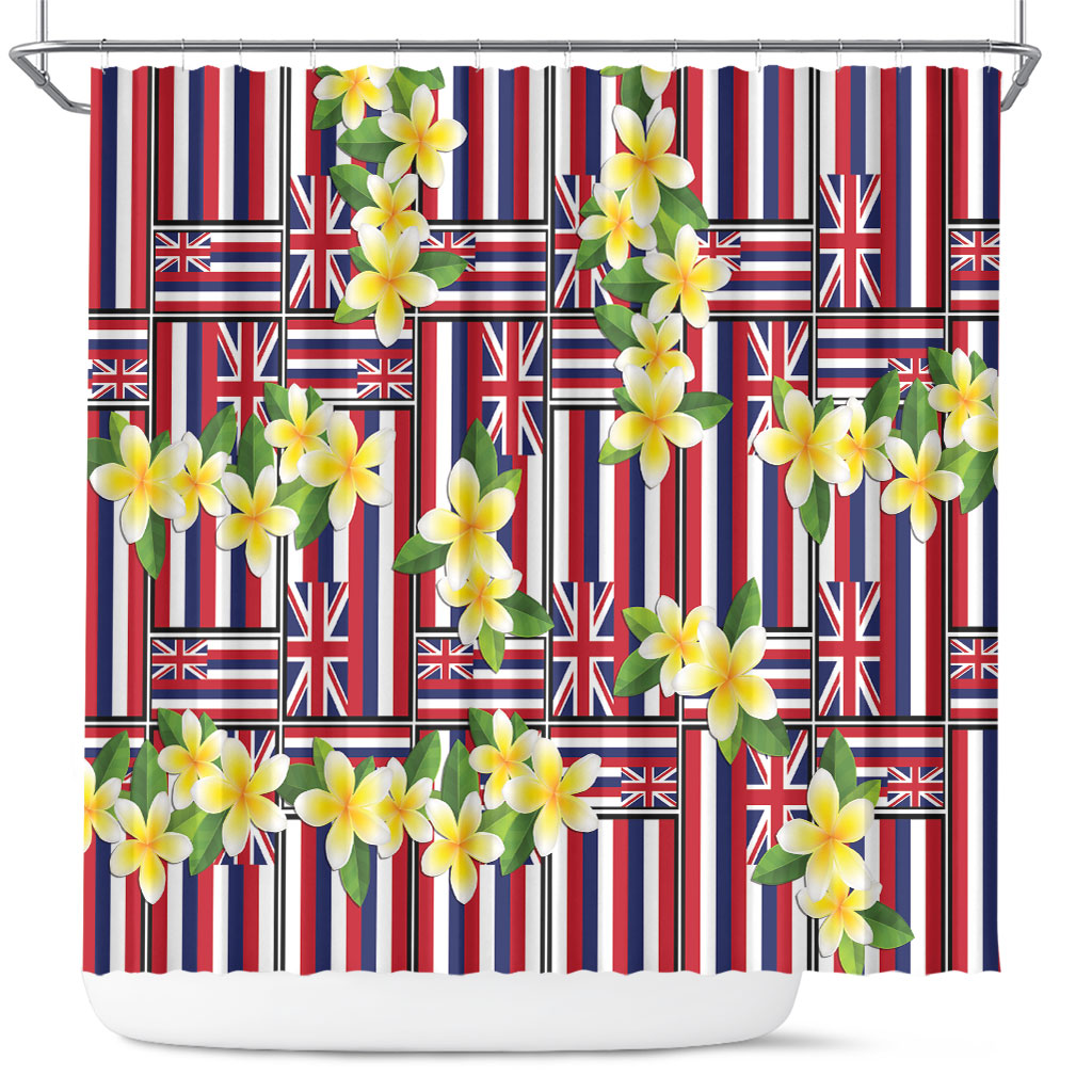 Hawaii Plumeria Lei Shower Curtain Hawaiian Flag Motif