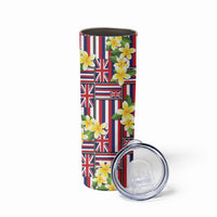 Hawaii Plumeria Lei Skinny Tumbler Hawaiian Flag Motif