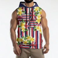 Hawaii Plumeria Lei Sleeveless Hoodie Hawaiian Flag Motif