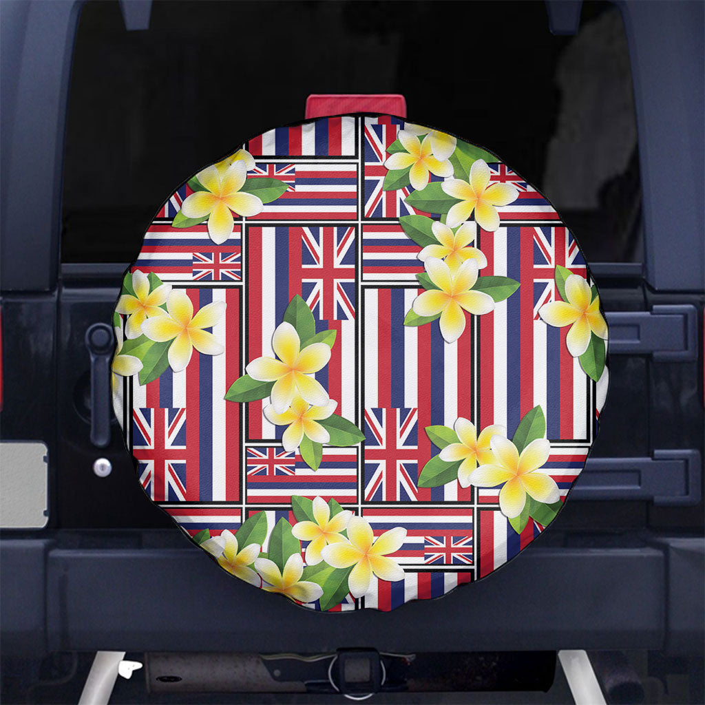 Hawaii Plumeria Lei Spare Tire Cover Hawaiian Flag Motif