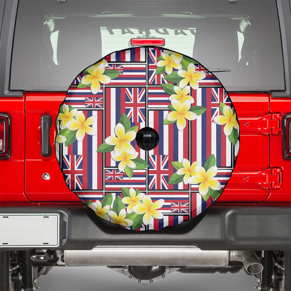 Hawaii Plumeria Lei Spare Tire Cover Hawaiian Flag Motif